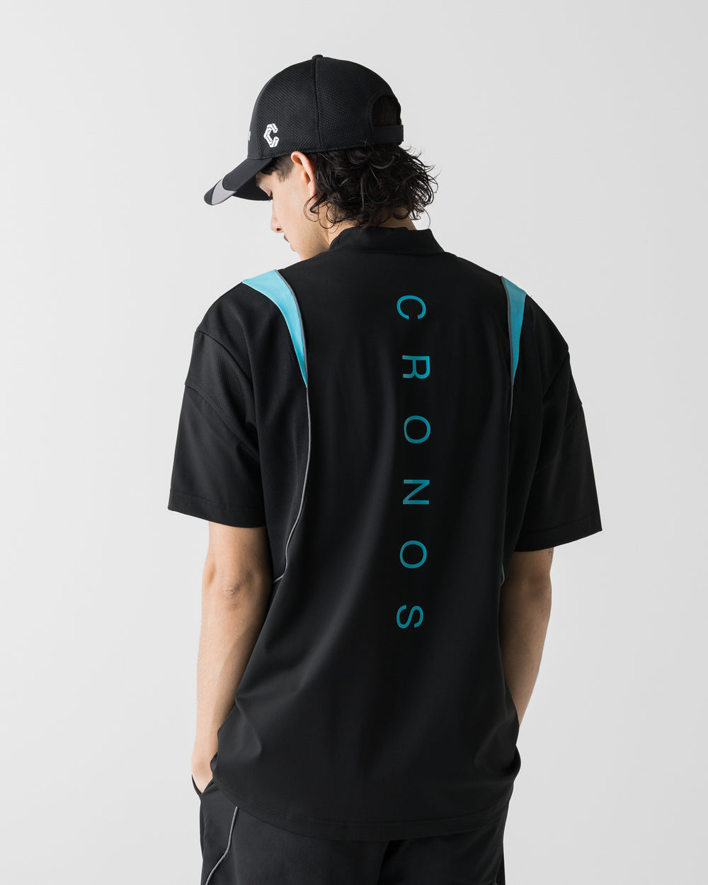 CRONOS BLACK ACTIVE MESH MOCK NECK【BLACK×BLUE】