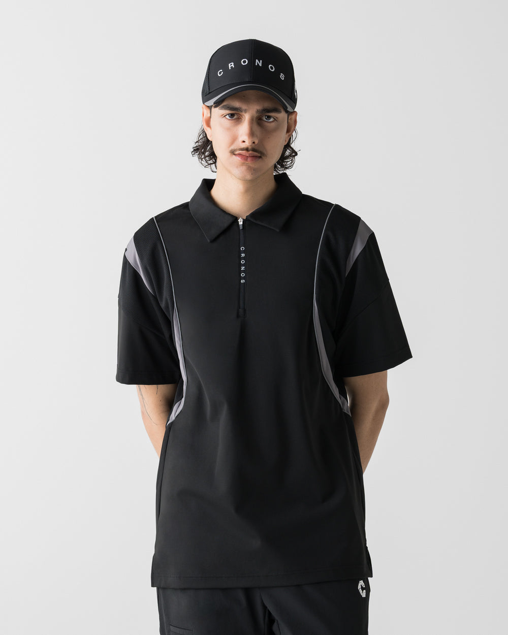 CRONOS BLACK ACTIVE MESH POLO [BLACK]