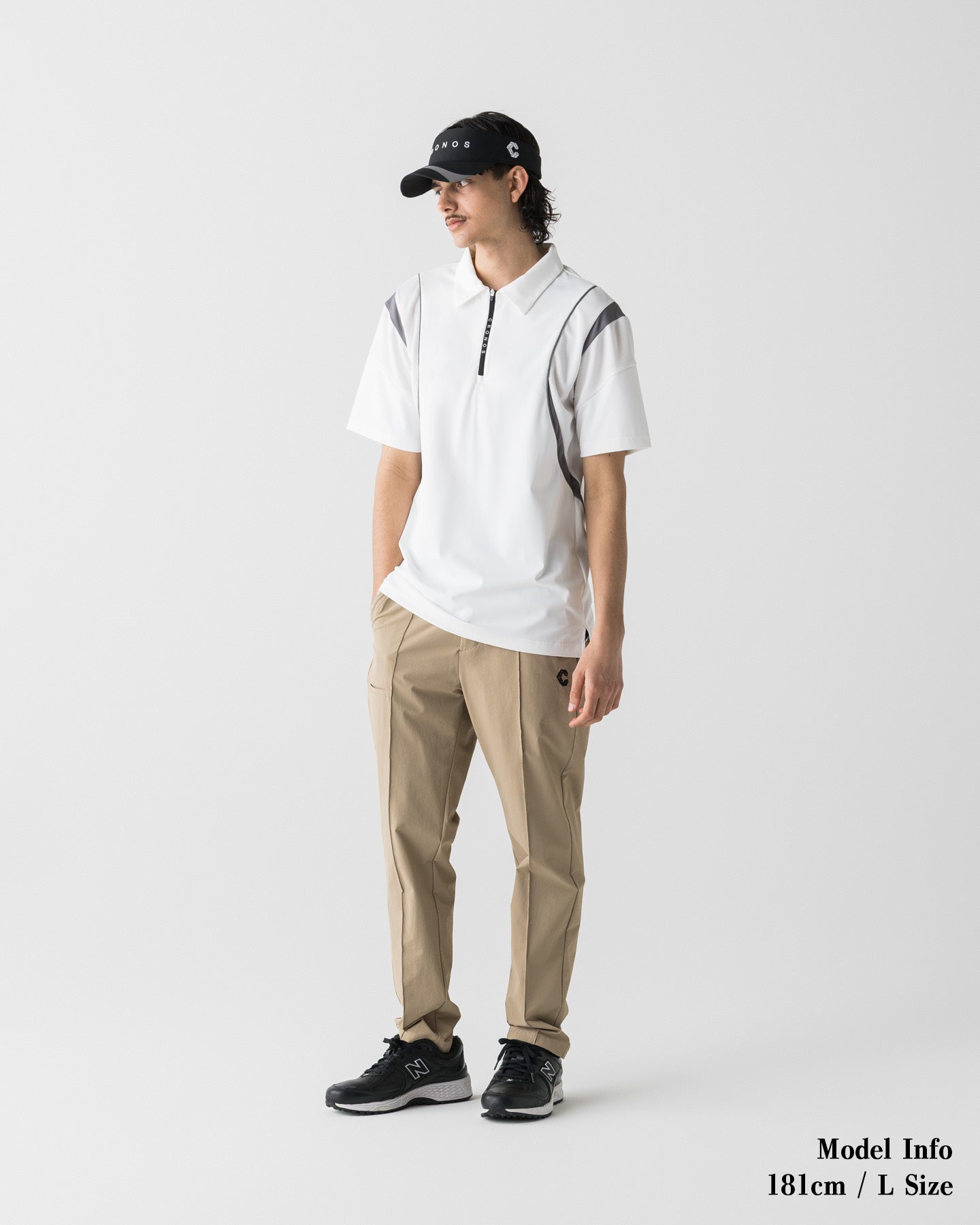 CRONOS ハイネックポロシャツ ホワイト&ブラック CRONOS BLACK ACTIVE MESH POLO【WHITE】
