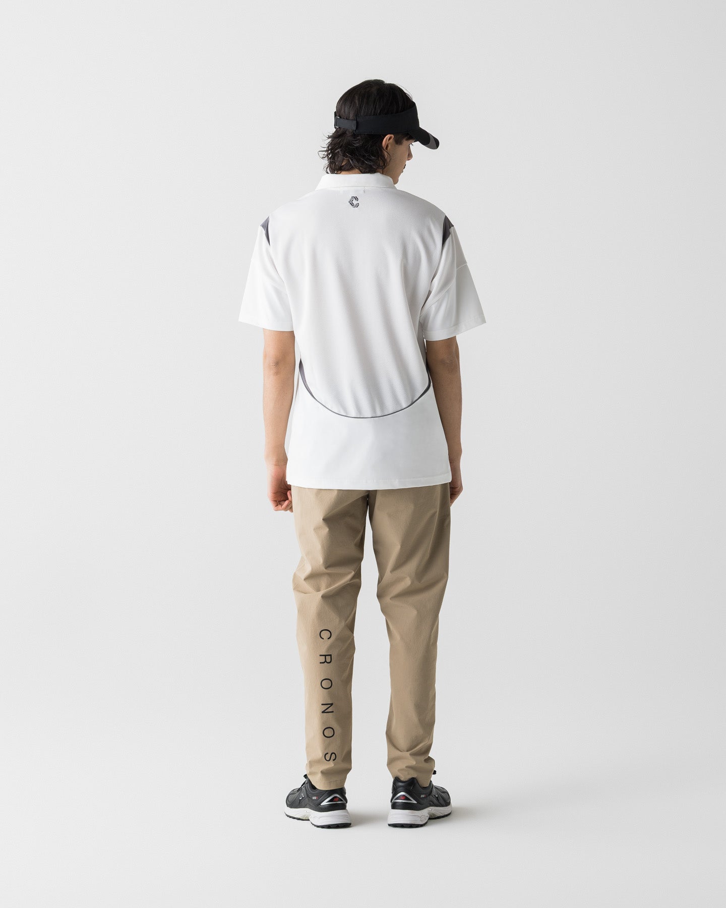 CRONOS ハイネックポロシャツ ホワイト&ブラック CRONOS BLACK STRIPED POLO SHIRT【WHITE】