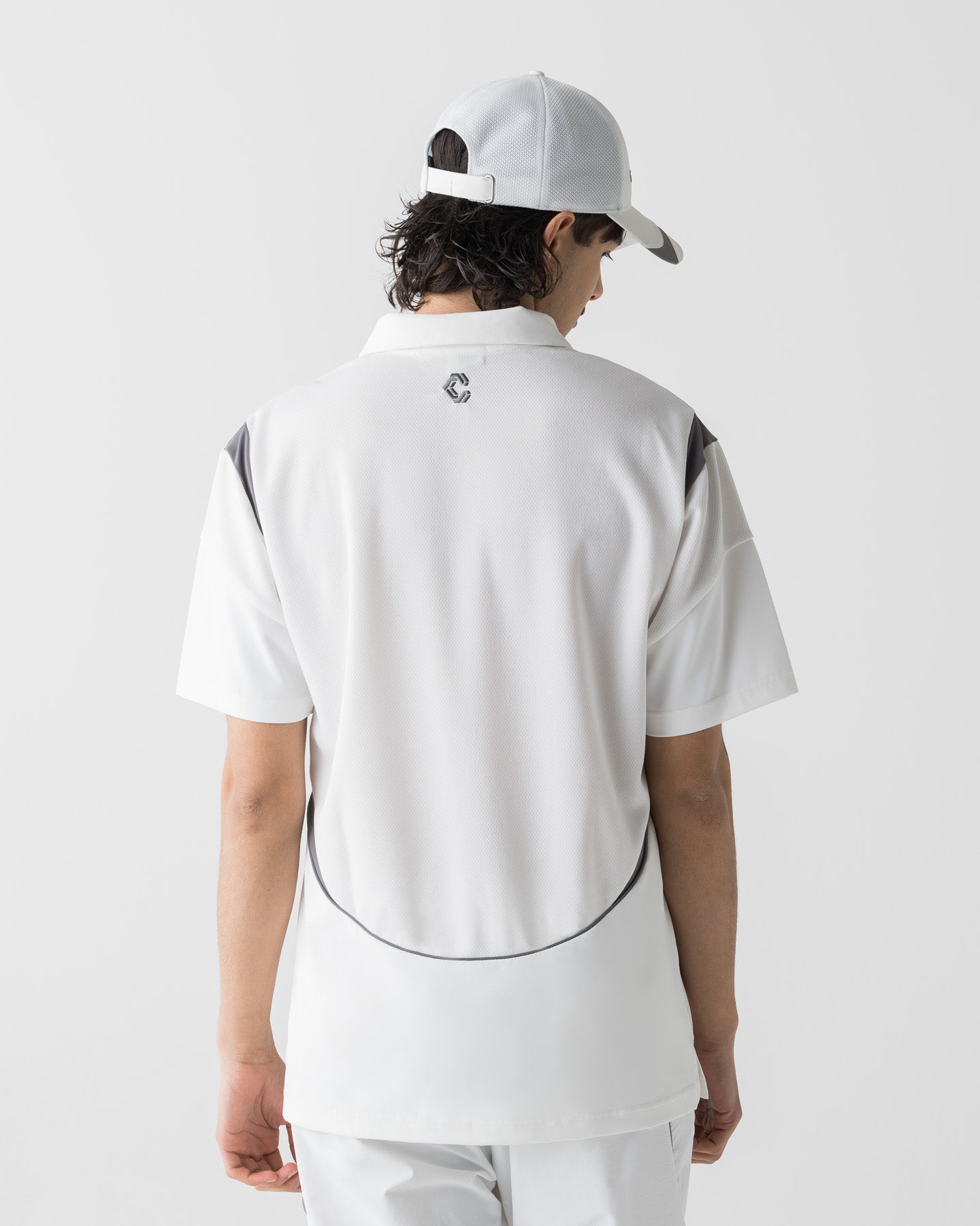 CRONOS ハイネックポロシャツ ホワイト&ブラック CRONOS BLACK STRIPED POLO SHIRT【WHITE】