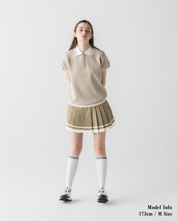 CRONOS BLACK WOMEN ROUND KNIT POLO【BEIGE】