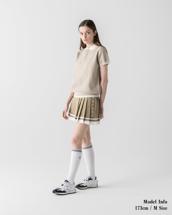 CRONOS BLACK WOMEN ROUND KNIT POLO【BEIGE】