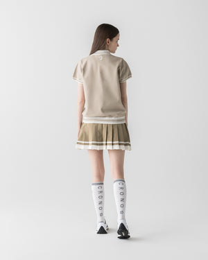 CRONOS BLACK WOMEN ROUND KNIT POLO【BEIGE】