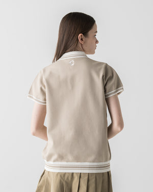 CRONOS BLACK WOMEN ROUND KNIT POLO【BEIGE】