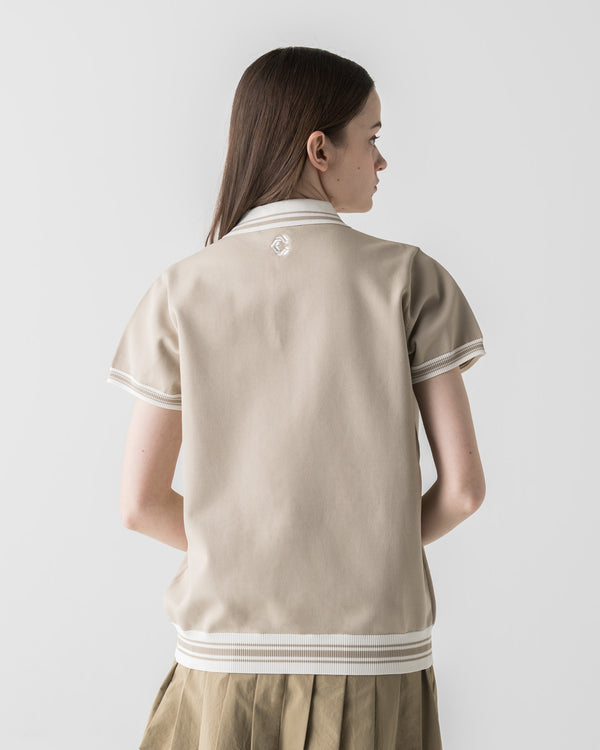 CRONOS BLACK WOMEN ROUND KNIT POLO【BEIGE】