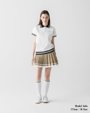 CRONOS BLACK 女款圓領針織Polo衫【白色】