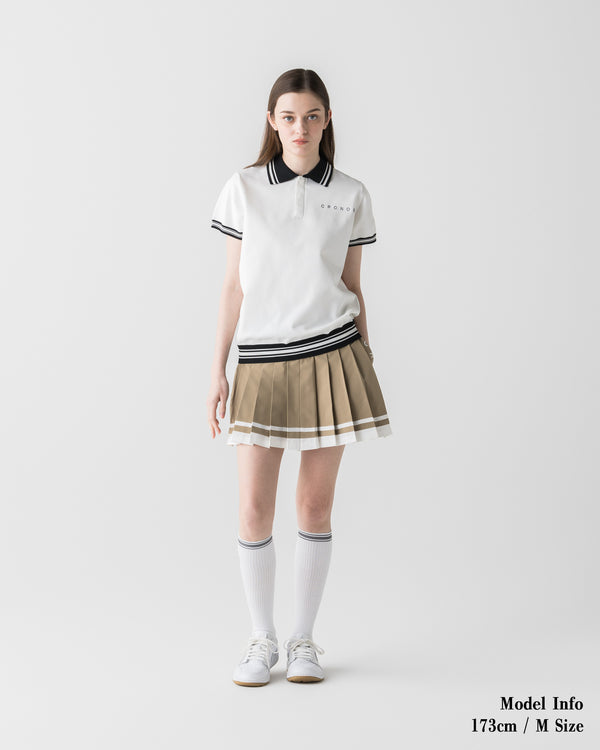 CRONOS BLACK 女款圓領針織Polo衫【白色】