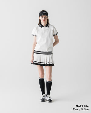 CRONOS BLACK 女款圓領針織Polo衫【白色】