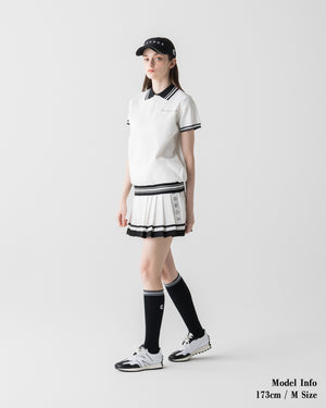 CRONOS BLACK 女款圓領針織Polo衫【白色】