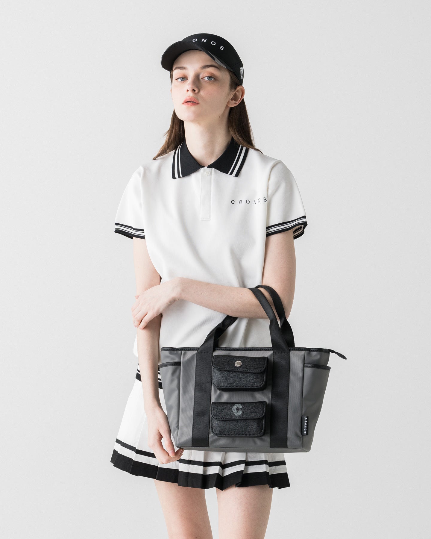 CRONOS BLACK ROUND TOTE BAG【GRAY】