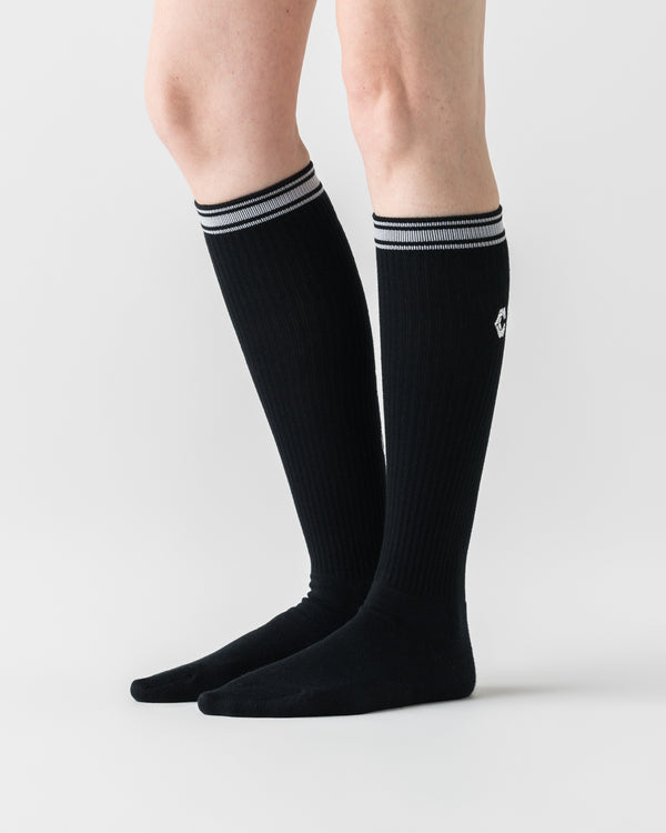 CRONOS WOMEN BLACK ROUND SOCKS [BLACK]