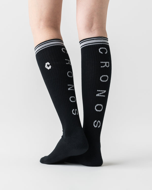 CRONOS WOMEN BLACK ROUND SOCKS [BLACK]