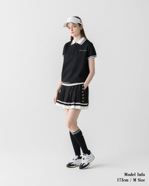 CRONOS BLACK 女款圓領針織POLO衫【BLACK】