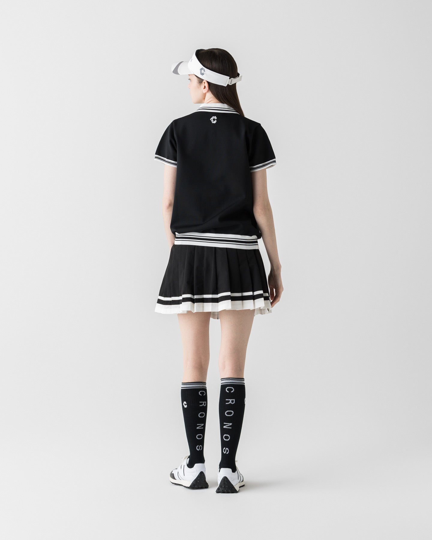 CRONOS BLACK WOMEN ROUND KNIT POLO【BLACK】