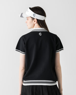 CRONOS BLACK 女款圓領針織POLO衫【BLACK】