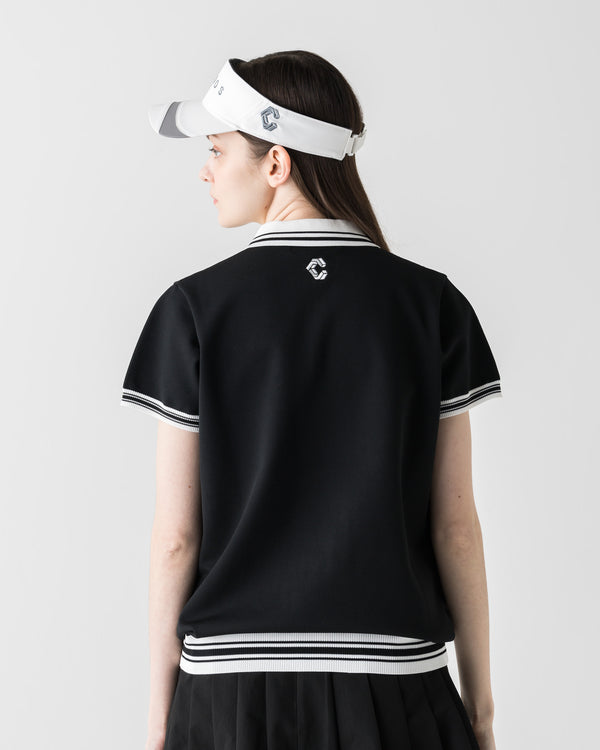 CRONOS BLACK 女款圓領針織POLO衫【BLACK】