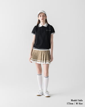 CRONOS BLACK 女款圓領針織POLO衫【BLACK】