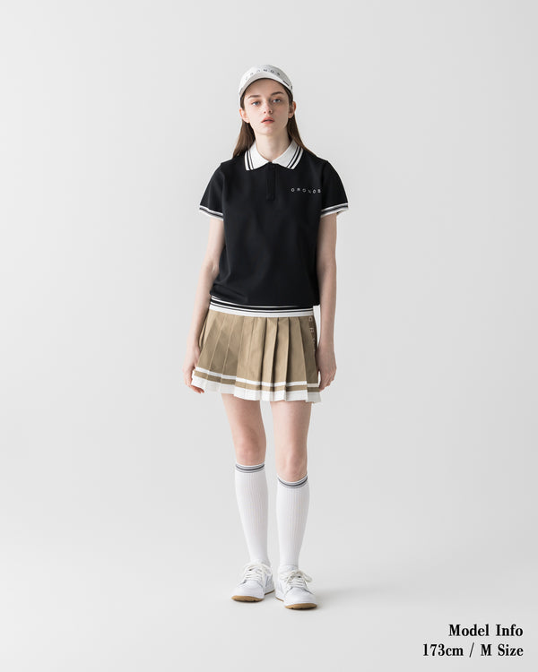 CRONOS BLACK 女款圓領針織POLO衫【BLACK】