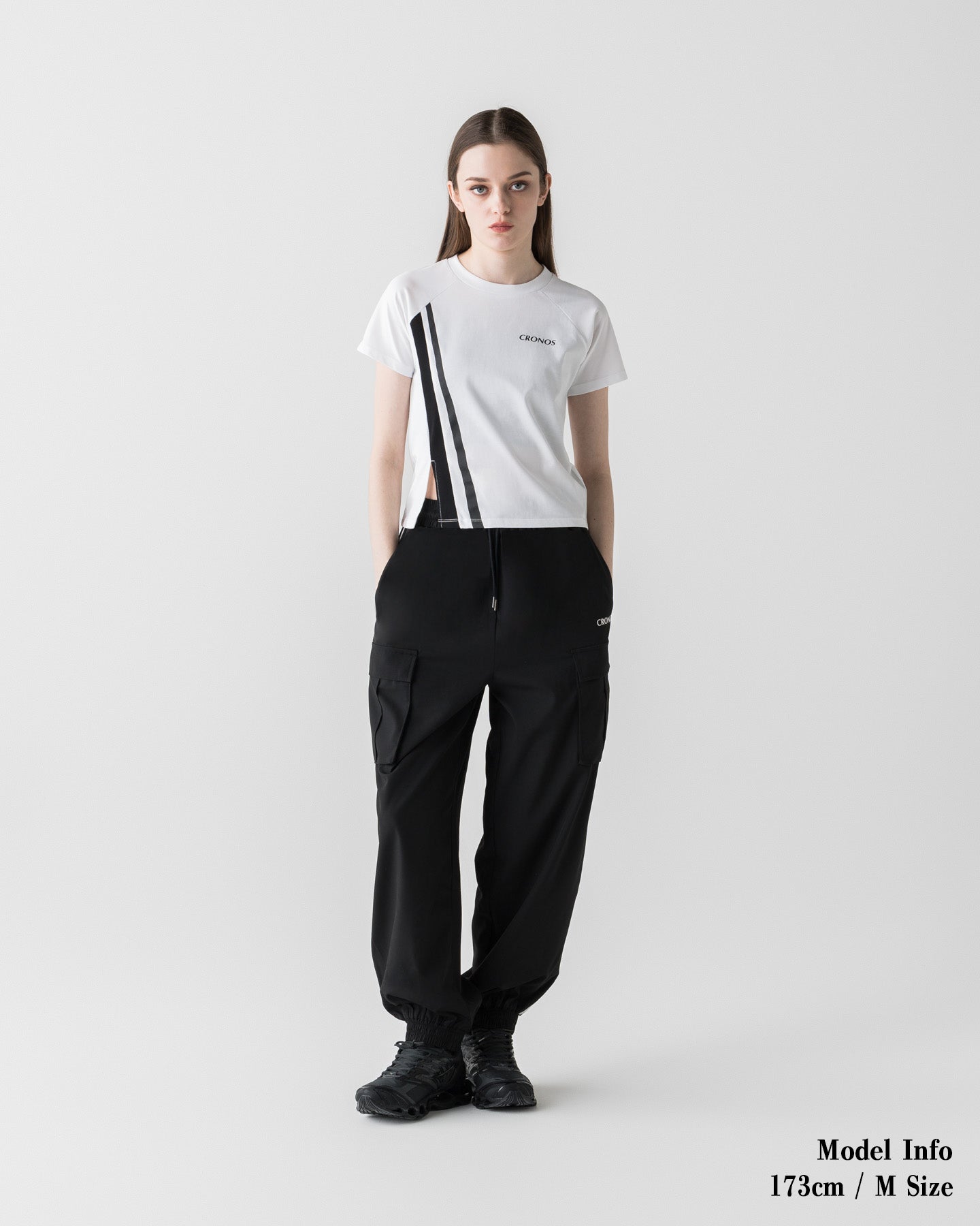 CRONOS ブラック カーゴパンツ　Sサイズ CRONOS WOMEN STRETCH CARGO PANTS【BLACK】