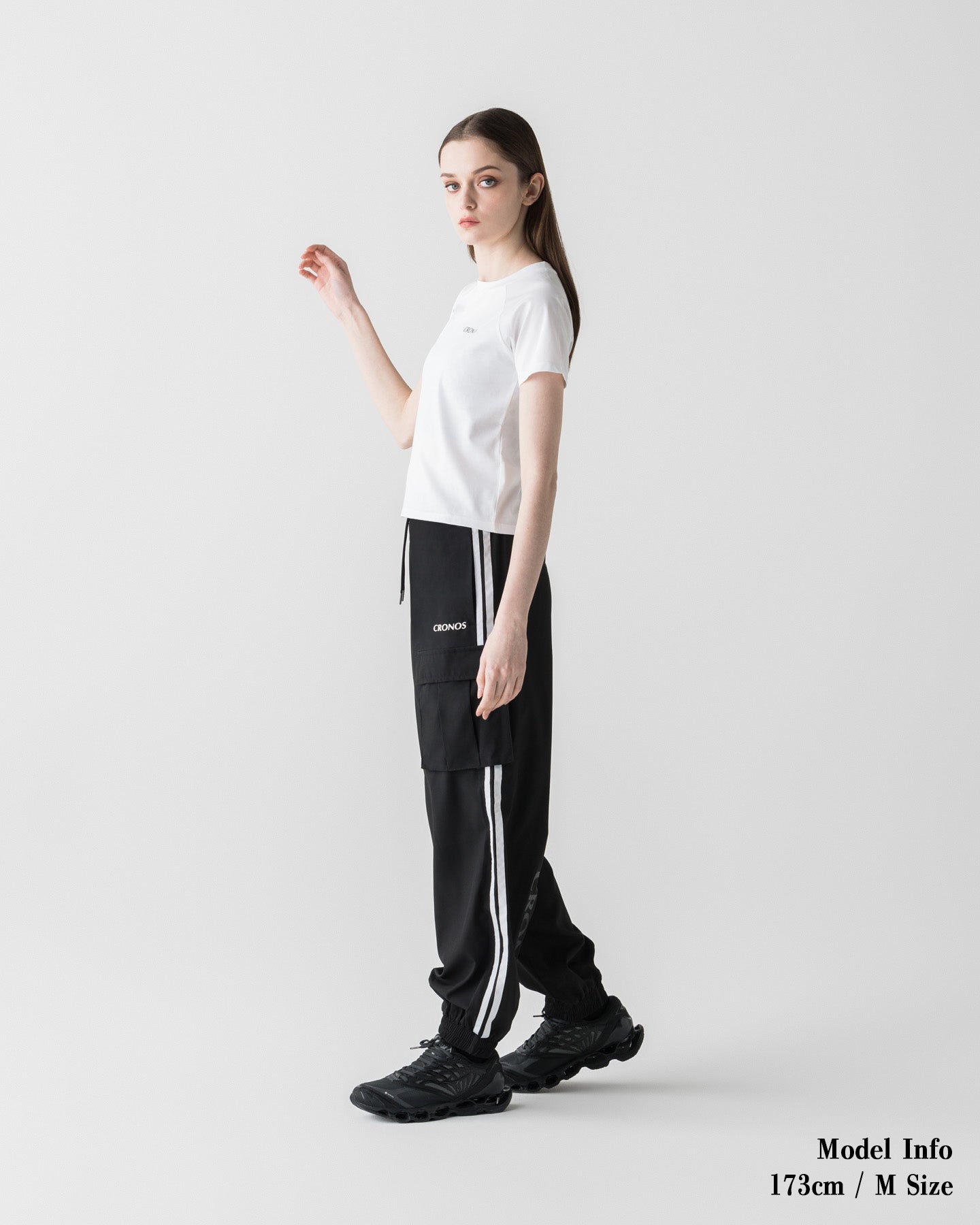 CRONOS WOMEN STRETCH CARGO PANTS【BLACK】
