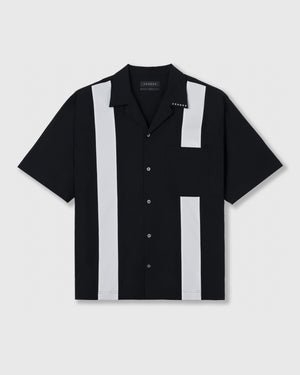 CRONOS ACTIVE OPEN COLLAR SHIRT [BLACK x WHITE]