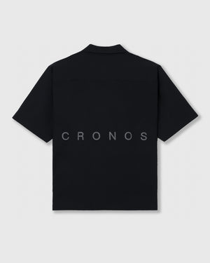 CRONOS ACTIVE OPEN COLLAR SHIRT [BLACK x WHITE]