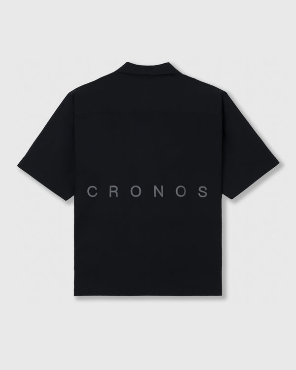 CRONOS ACTIVE OPEN COLLAR SHIRT [BLACK x WHITE]