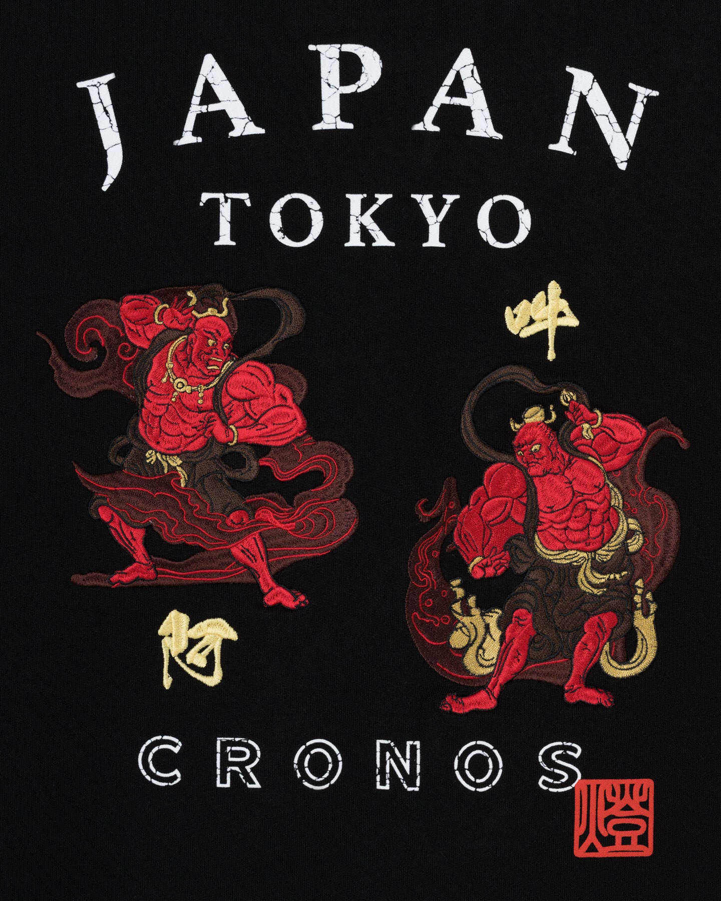 CRONOS TOMOSHIBI SERIES A-UN EMBROIDERY S/S TEE【BLACK】