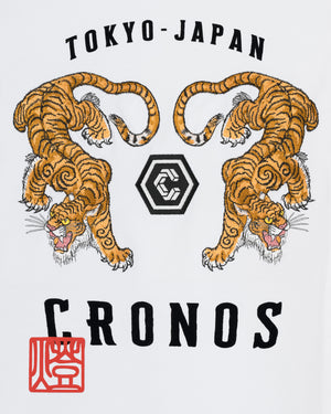 CRONOS TOMOSHIBI 系列 老虎刺繡短袖上衣【白色】