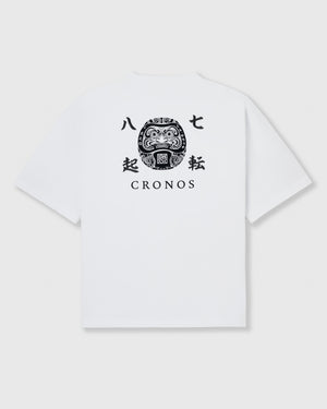 CRONOS TOMOSHIBI 系列 達摩刺繡短袖T恤【白色】