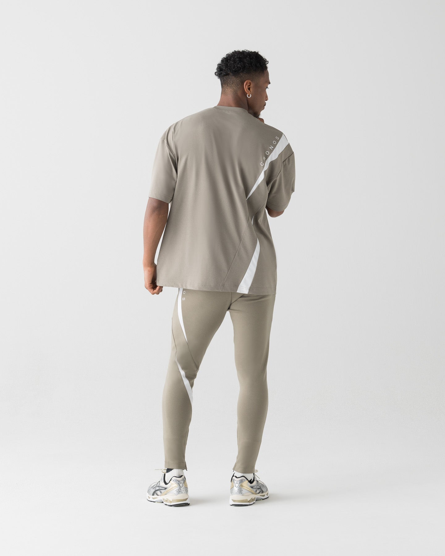 CRONOS GEOMETRIC LINE SKINNY PANTS【TAUPE】