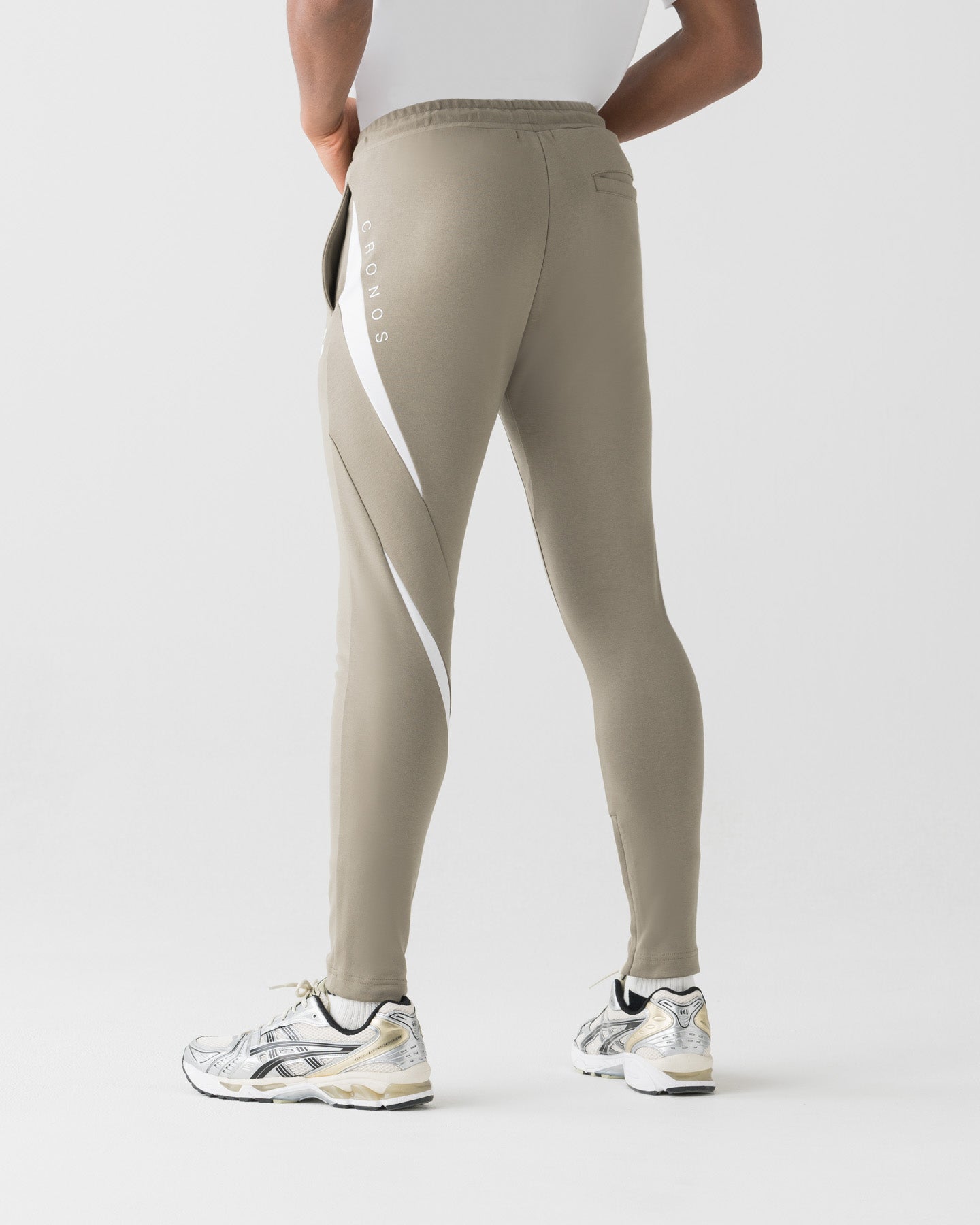 CRONOS GEOMETRIC LINE SKINNY PANTS【TAUPE】