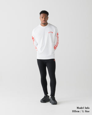 CRONOS BLACKLETTER RASH L/S TEE [WHITE x RED]