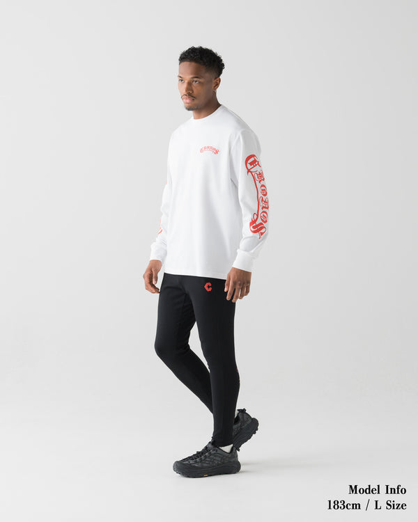 CRONOS BLACKLETTER RASH L/S TEE [WHITE x RED]