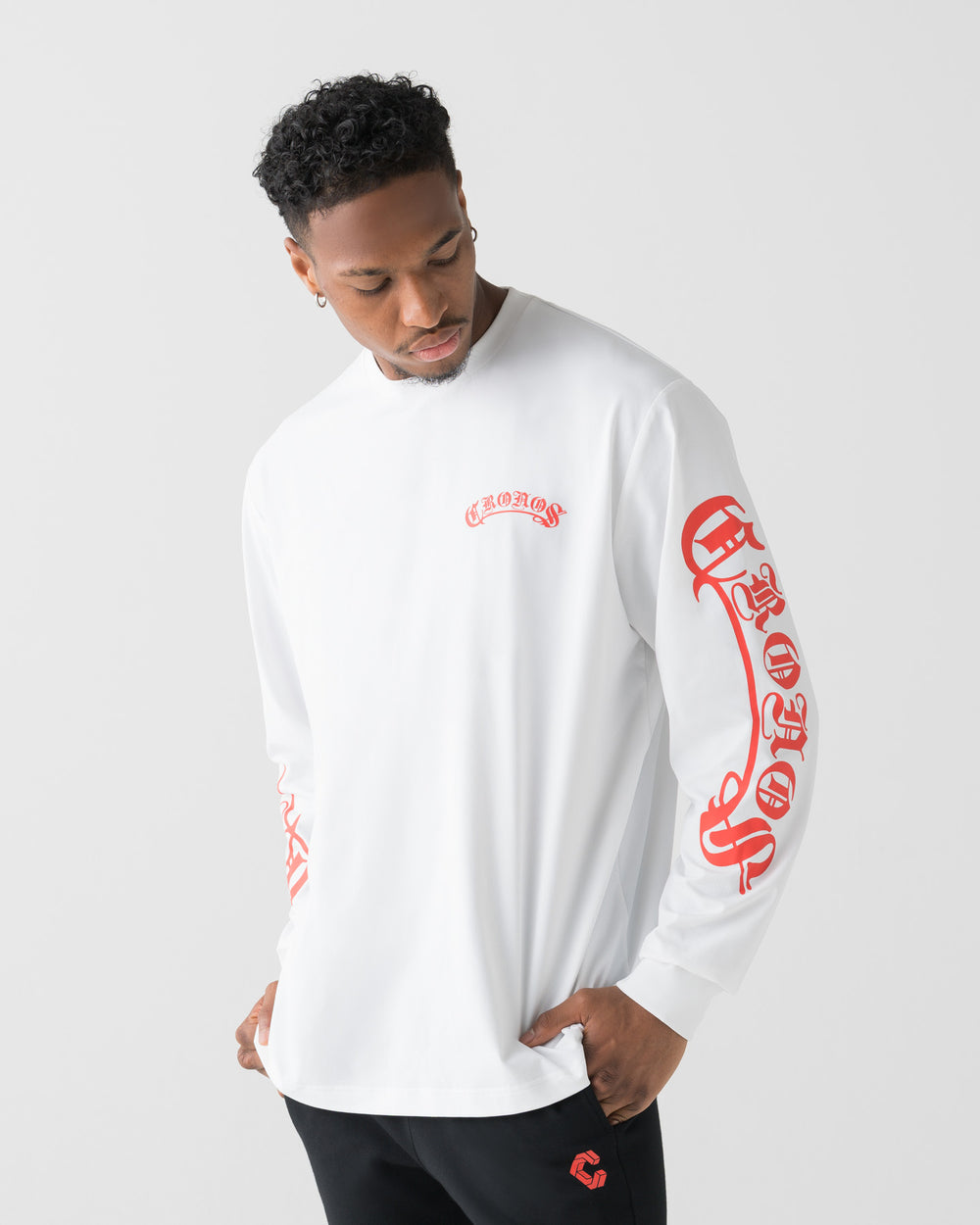 CRONOS BLACKLETTER RASH L/S TEE【WHITE×RED】