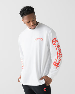 CRONOS BLACKLETTER RASH L/S TEE [WHITE x RED]