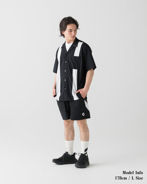 CRONOS ACTIVE OPEN COLLAR SHIRT [BLACK x WHITE]