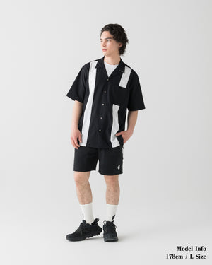 CRONOS ACTIVE OPEN COLLAR SHIRT [BLACK x WHITE]
