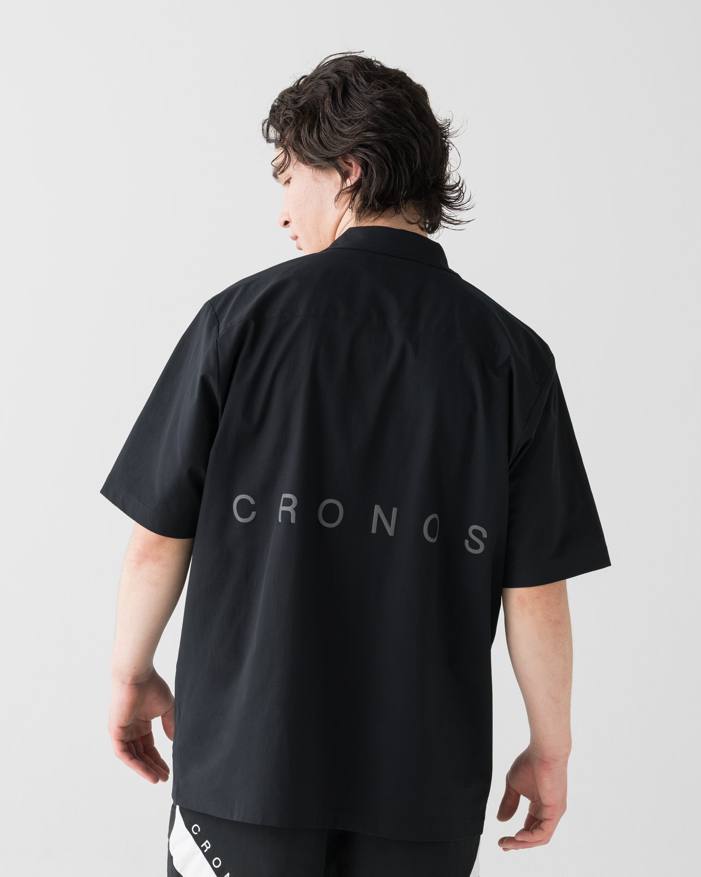新品未使用タグ付きCRONOS STRETCH OPEN COLLAR CRONOS STRETCH OPEN COLLAR S/S SHIRT【BLACK】