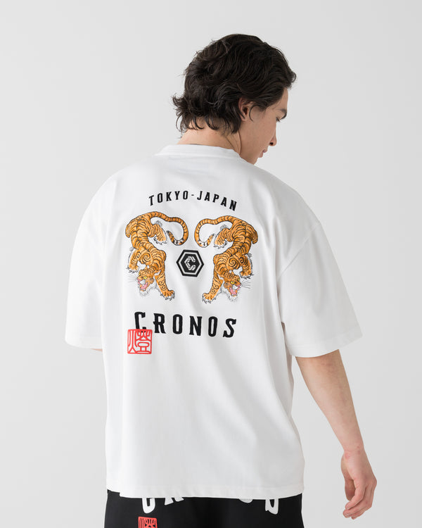 CRONOS TOMOSHIBI 系列 老虎刺繡短袖上衣【白色】