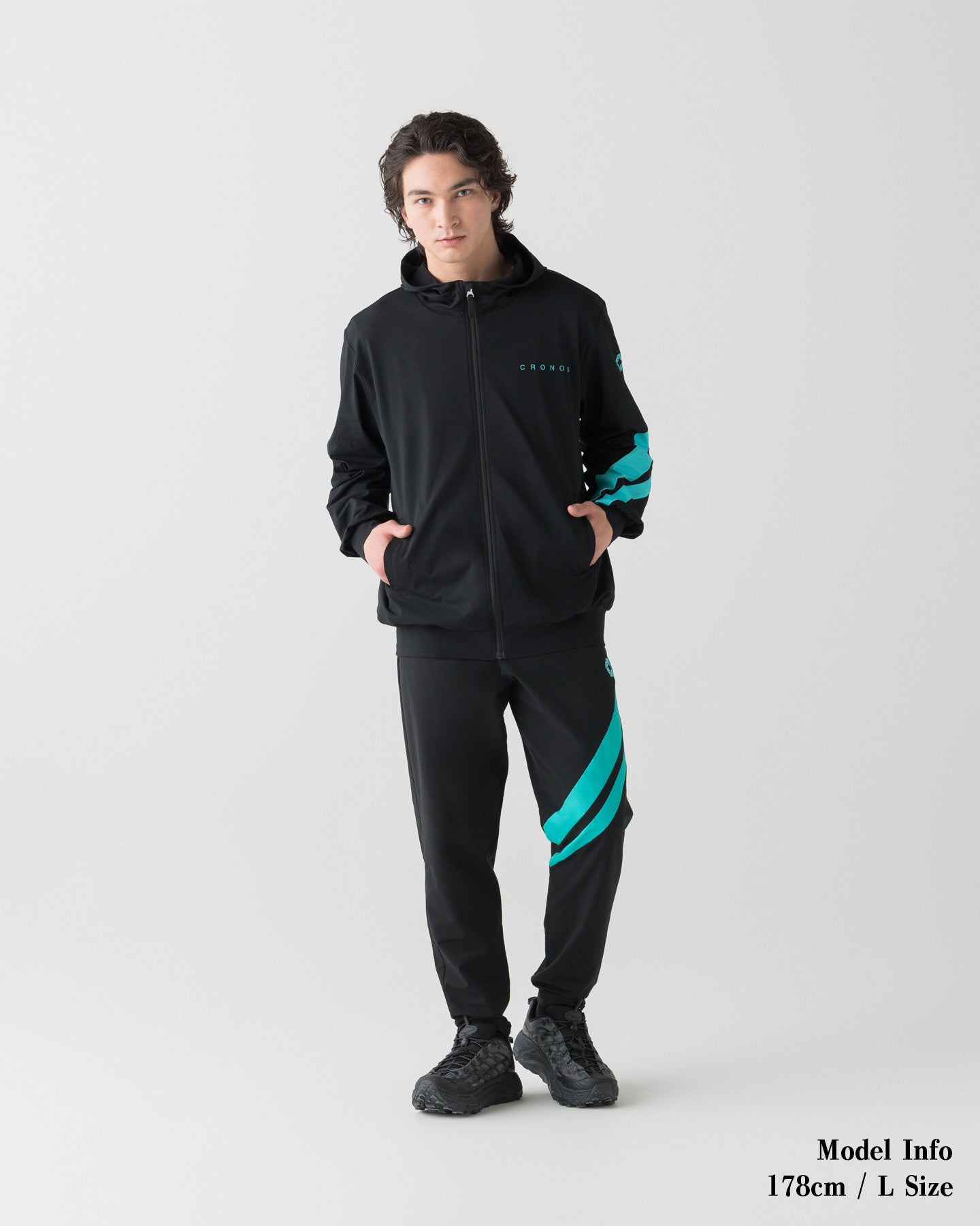 CRONOS COOLING LINE JOGGER PANTS【BLACK×T.BLUE】