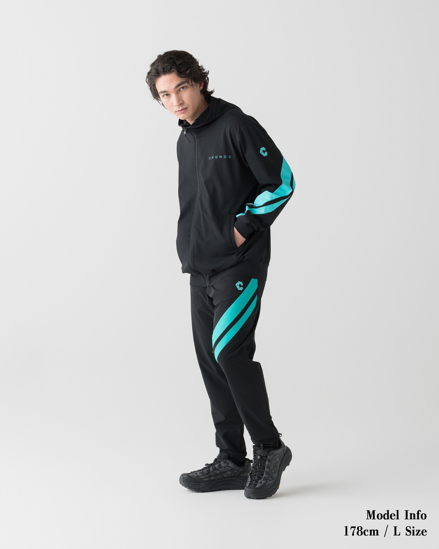 CRONOS COOLING LINE JOGGER PANTS【BLACK×T.BLUE】