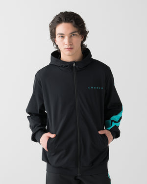 CRONOS COOLING RASH HOODIE【黑色×湖水藍】