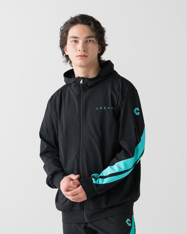 CRONOS COOLING RASH HOODIE【黑色×湖水藍】