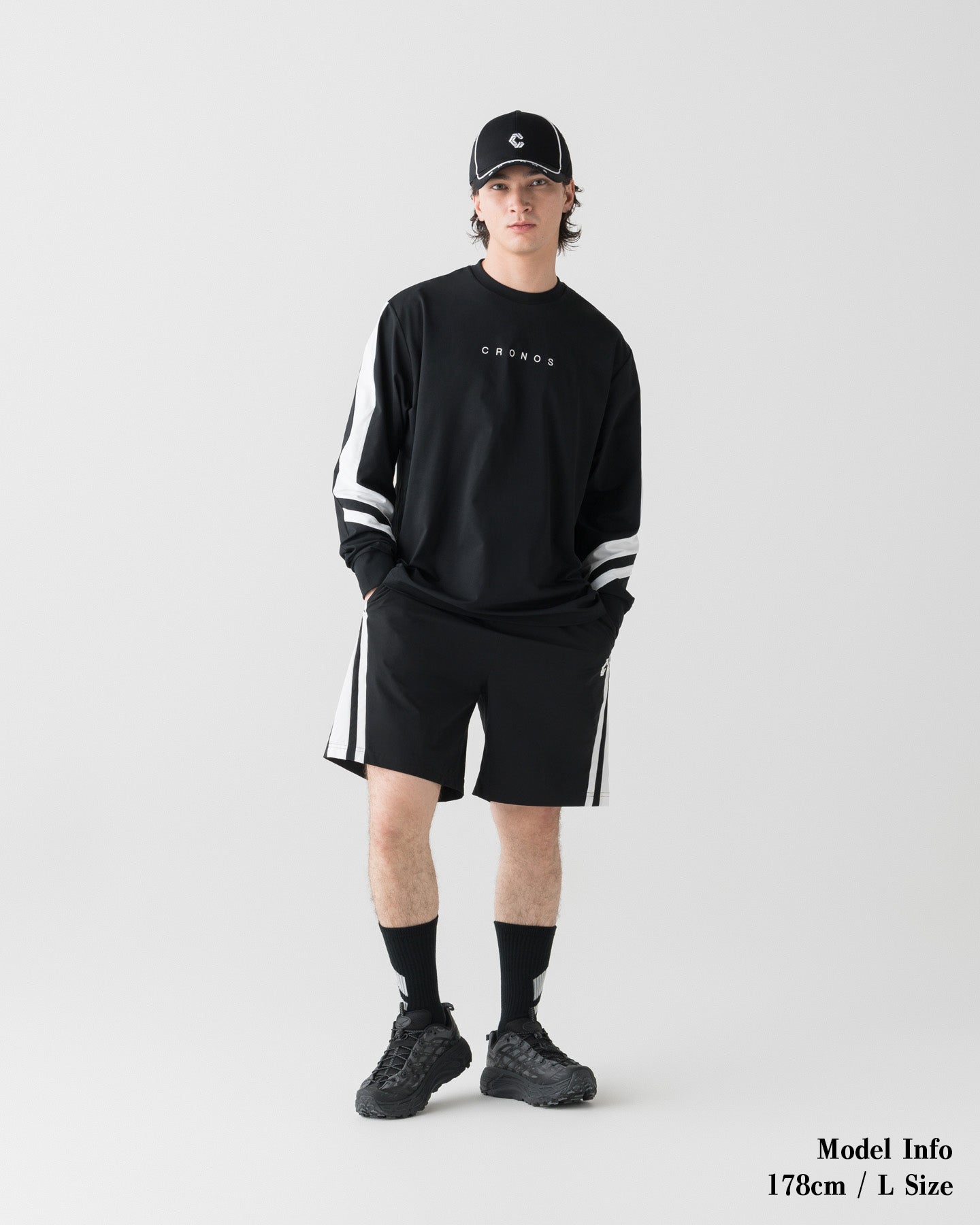 CRONOS COOLING RASH L/S TEE【BLACK×WHITE】