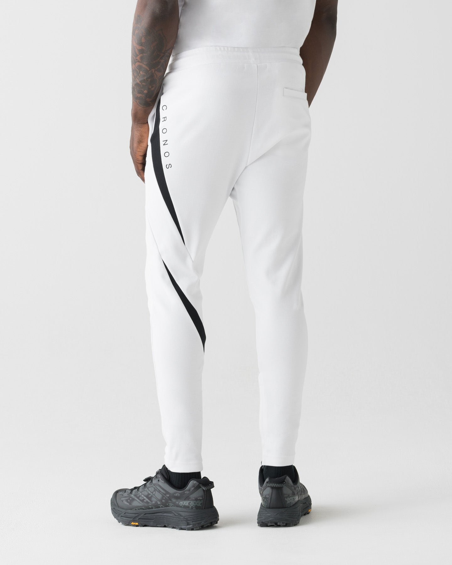 CRONOS ホワイト トレーニングパンツ L CRONOS GEOMETRIC LINE SKINNY PANTS【WHITE】