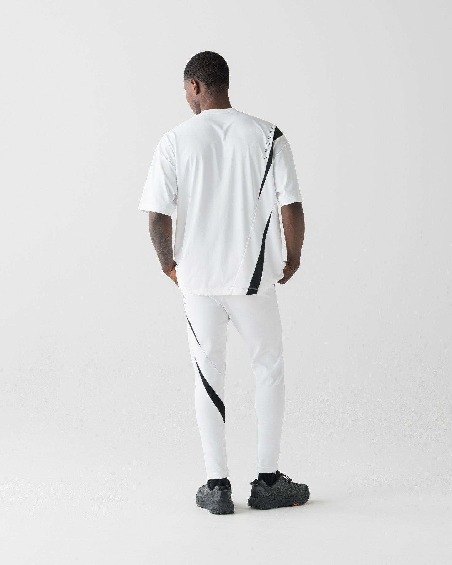 CRONOS GEOMETRIC LINE SKINNY PANTS【WHITE】