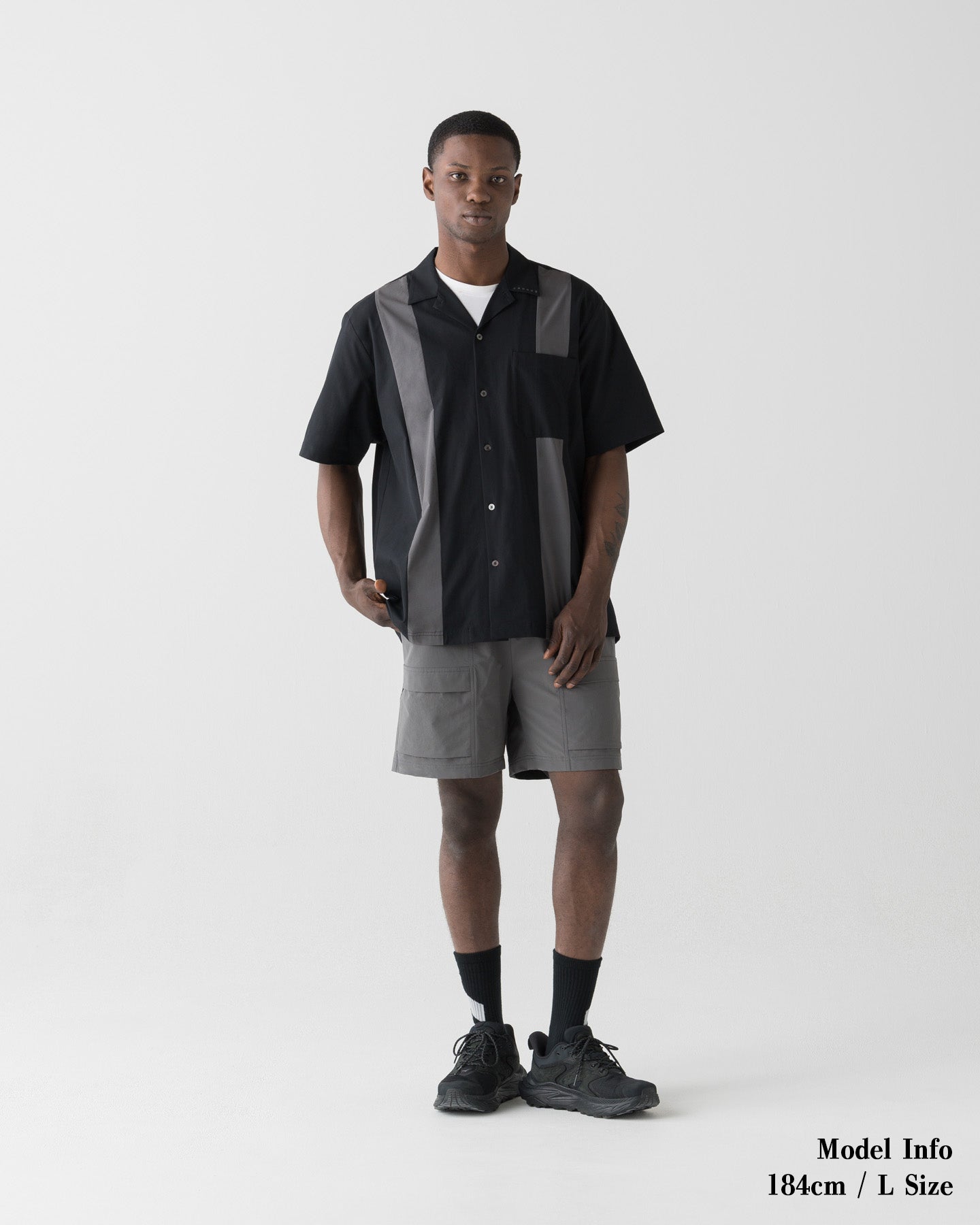 CRONOS ACTIVE OPEN COLLAR SHIRT【BLACK】