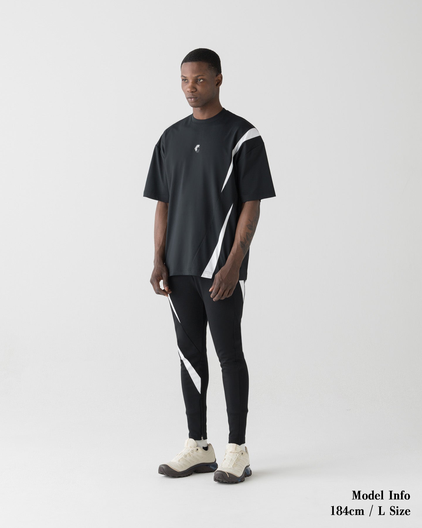 CRONOS GEOMETRIC LINE SKINNY PANTS【BLACK】